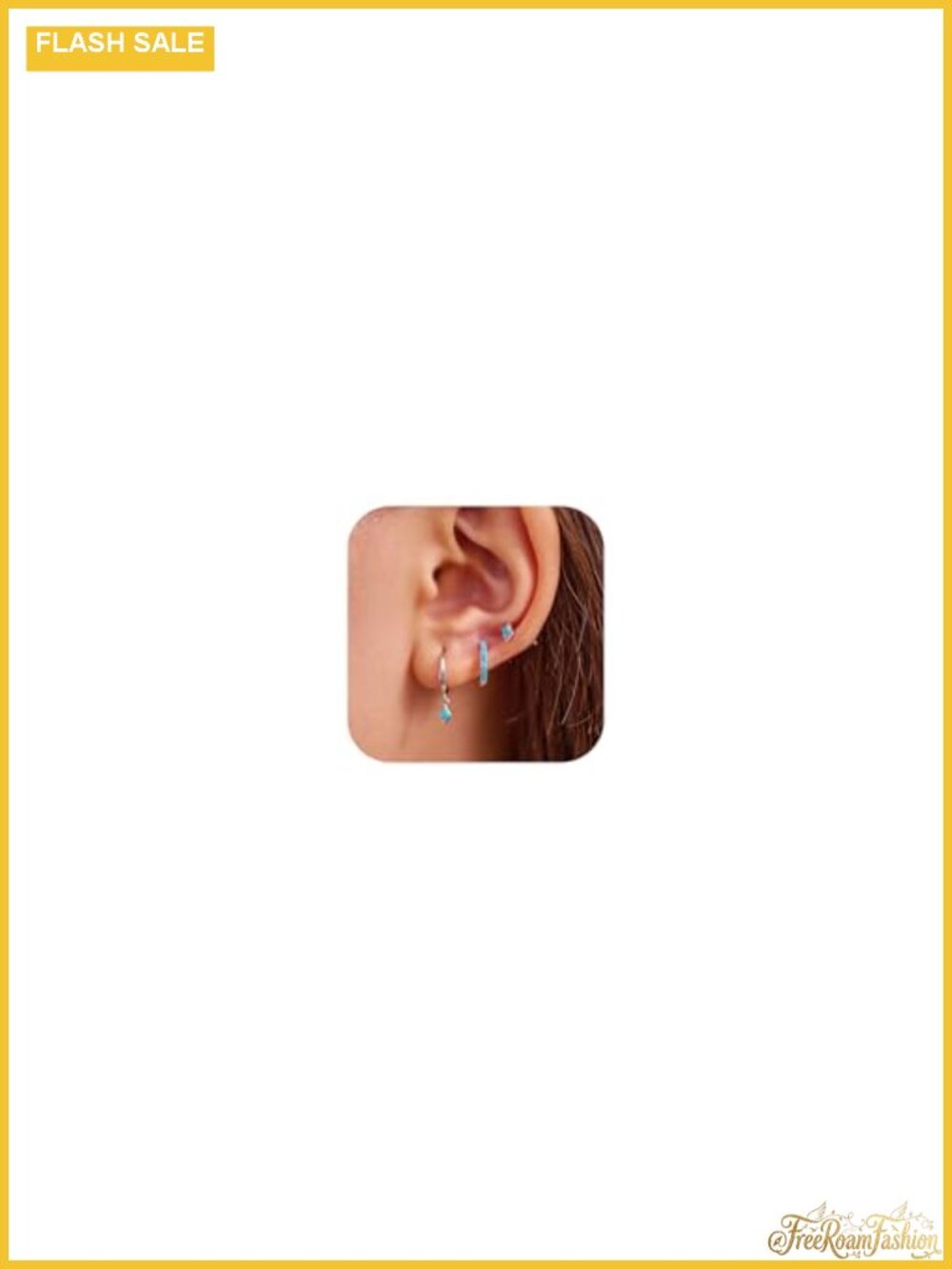 NOKMIT Mini Hoop Earrings Set Turquoise CZ Huggie Hoop Cartilage Earring